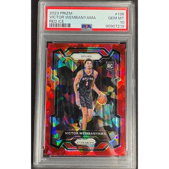 2023-24 Panini Prizm Victor Wembanyama Red Ice Rookie RC #136 PSA 10 Gem Mint - Picture 1 of 8